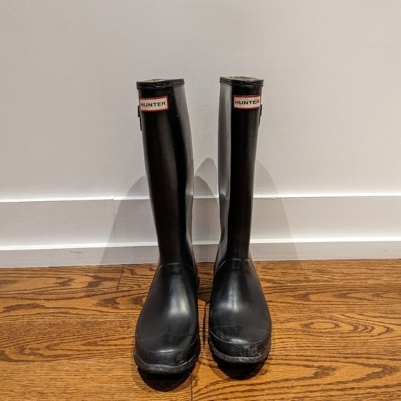 Hunter Shoes Hunter Womens Tall Wide Fit Rain Boots Size 6 In Black